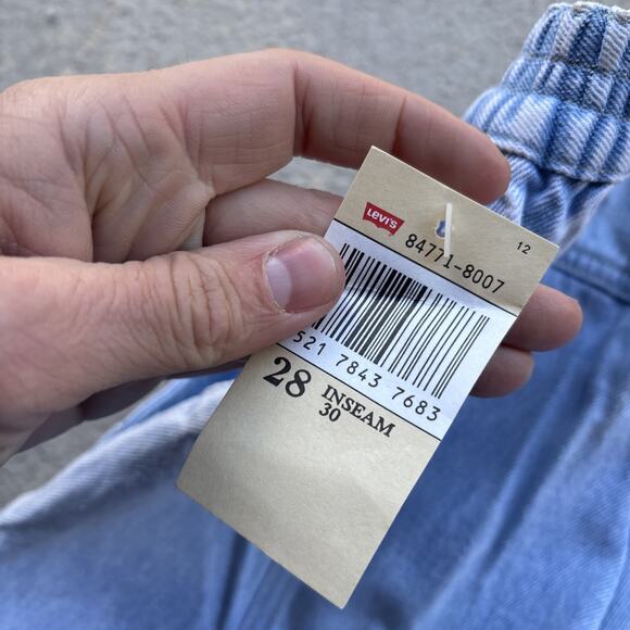 Deadstock 90s Dockers Jeans 28x30 Pleated Denim Levi’s Baggy Acid Wash Vintage - Picture 13 of 14